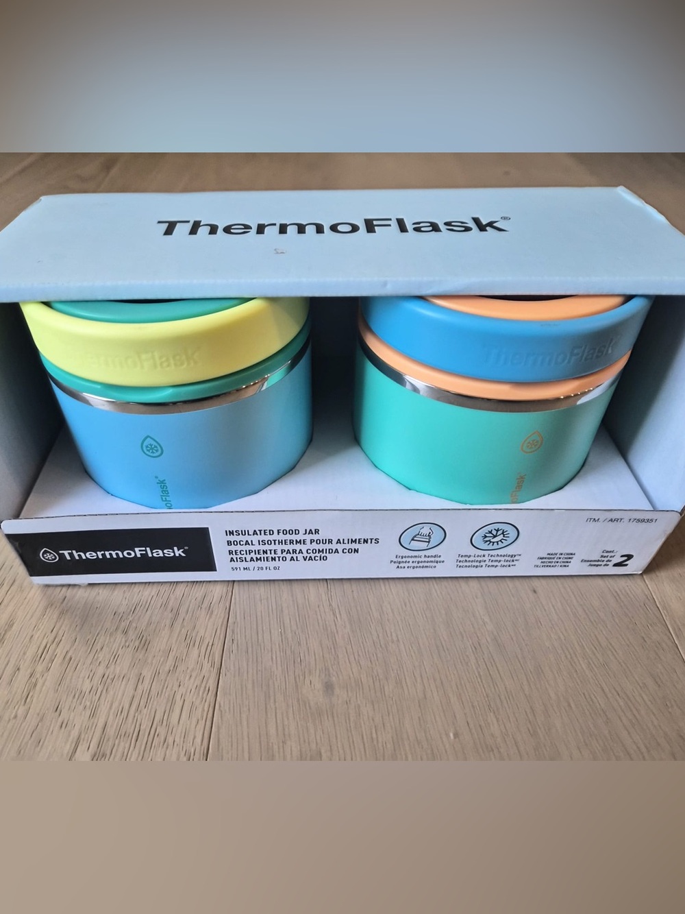 ThermoFlask 20 oz Insulated Food Jars (2 pack) - Aqua & Teal Set